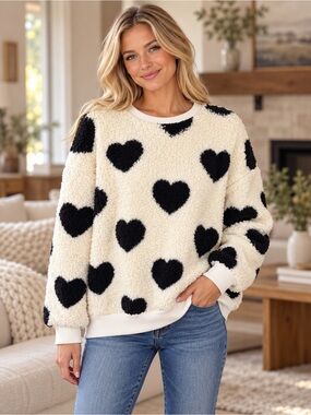 NWOT Cozy Heart Pattern Sweater